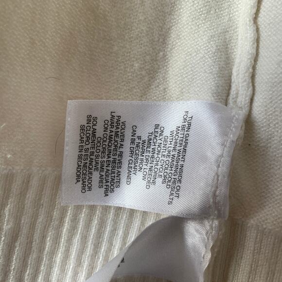 Anne Klein White Cardigan Sweater Gold Button Front Pockets Size Small - Picture 11 of 13